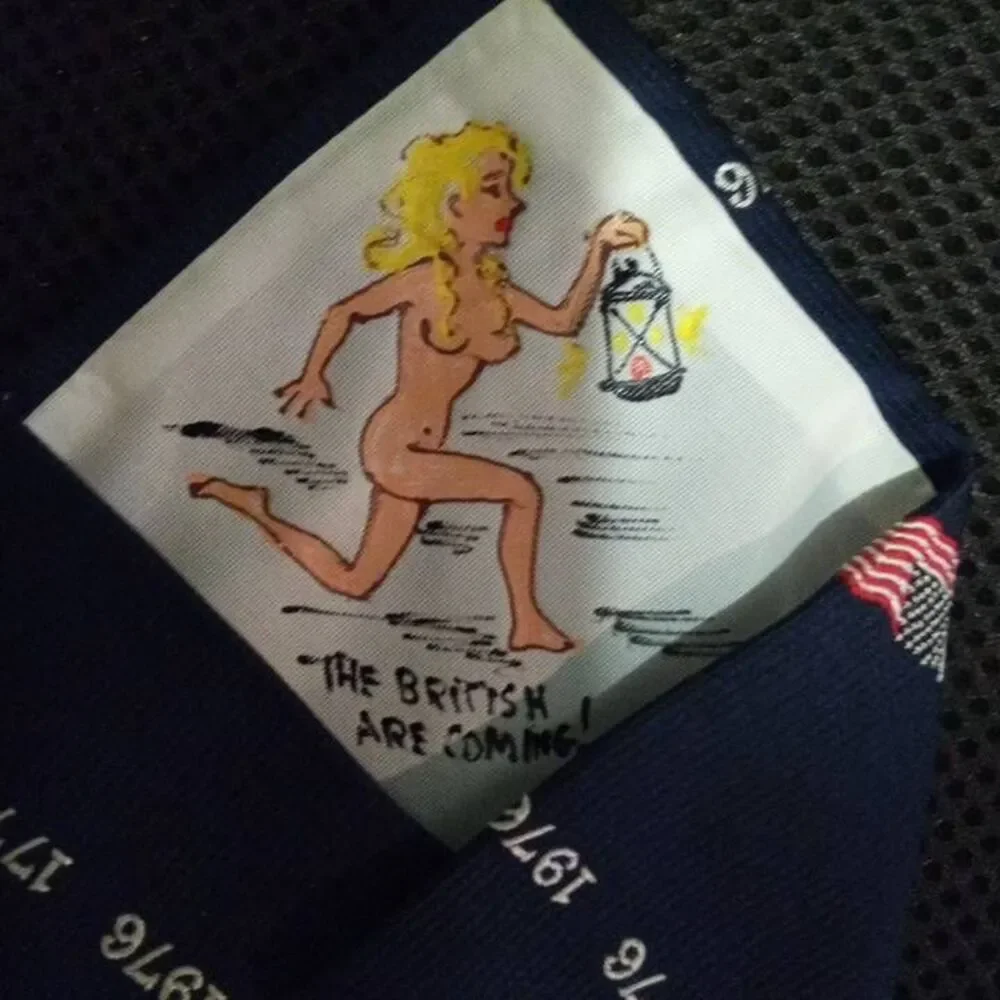 Rare Vintage Bicentennial Nudie Girl Handpainted Tie
